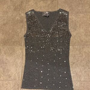 Dazzling Silver Sequin Tank Top